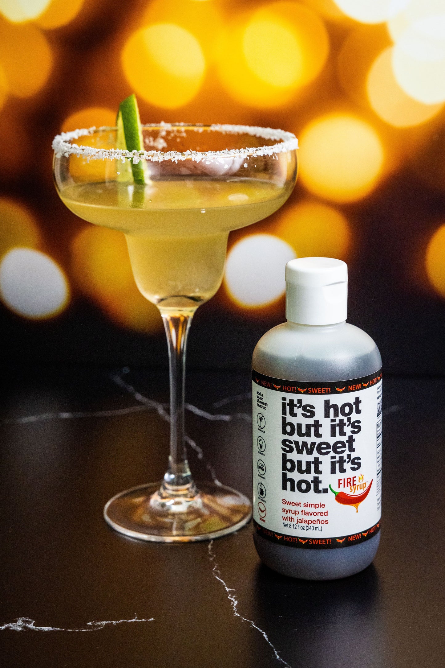 Fire Syrup with Classic Margarita Cocktail Rim Dipper