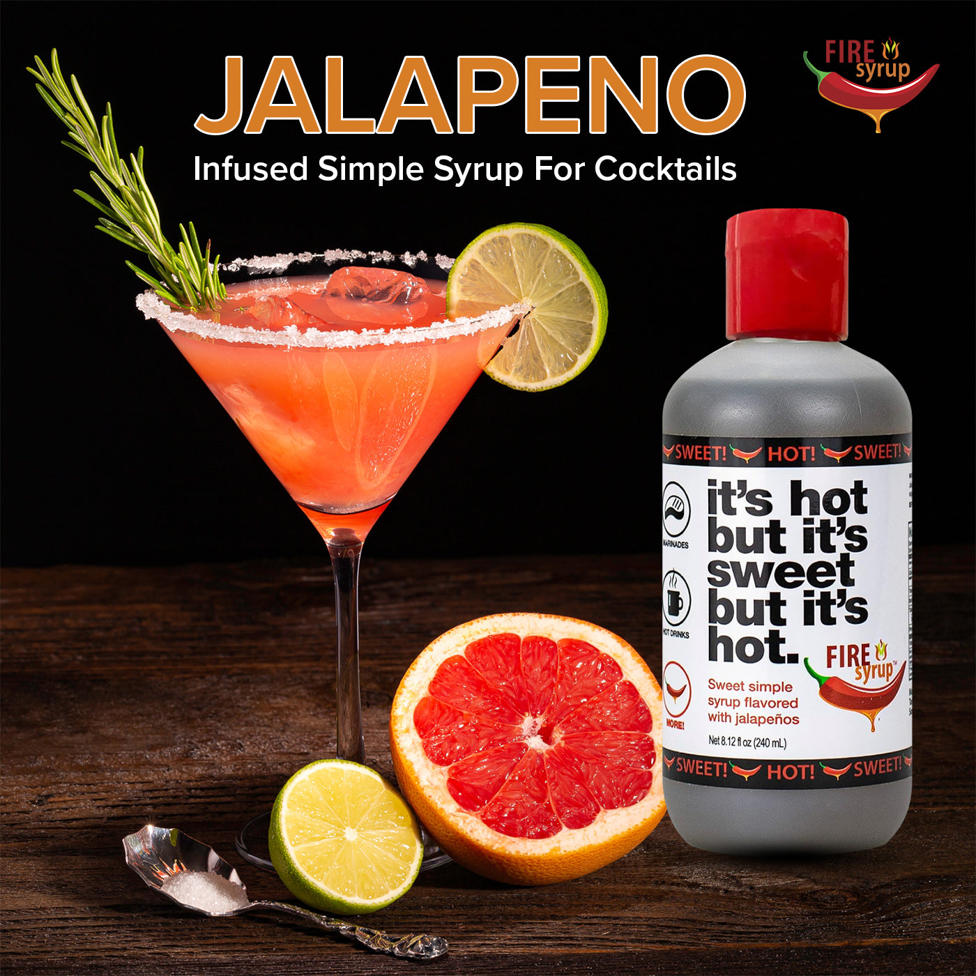 Fire Syrup - Jalapeno Infused Simple Syrup - 8 oz. Bottle