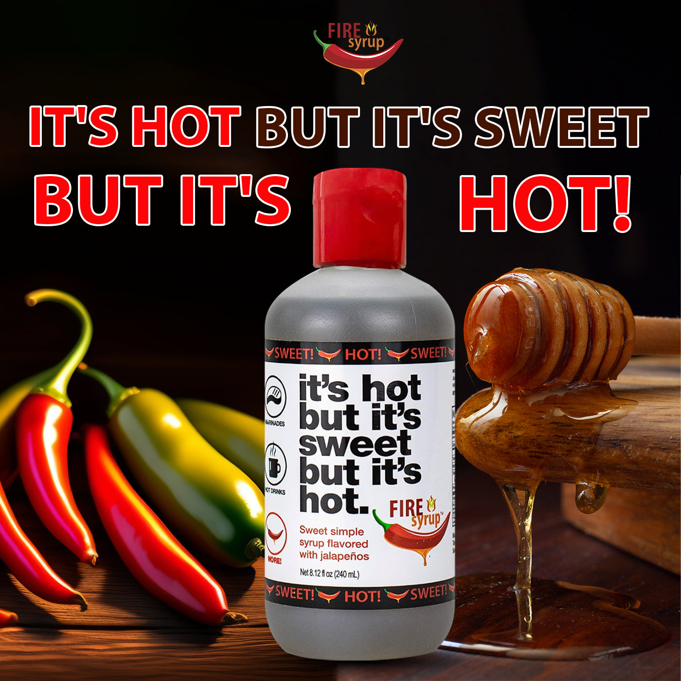 Fire Syrup - Jalapeno Infused Simple Syrup - 8 oz. Bottle